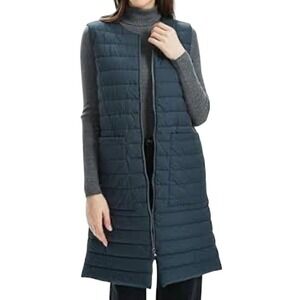 PACIBE Women's Long Puffer Vest Down Quilted Lightweight Sleeveless Jacket - XS